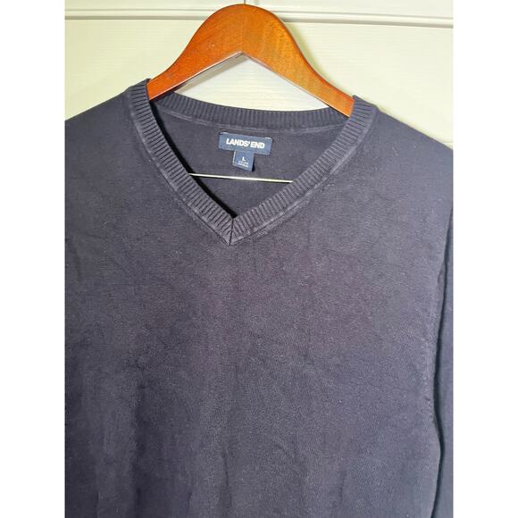 Land’s End‎ Men’s Sweater, Classic Navy Pullover, Size Large, Preppy Academia - Picture 3 of 6